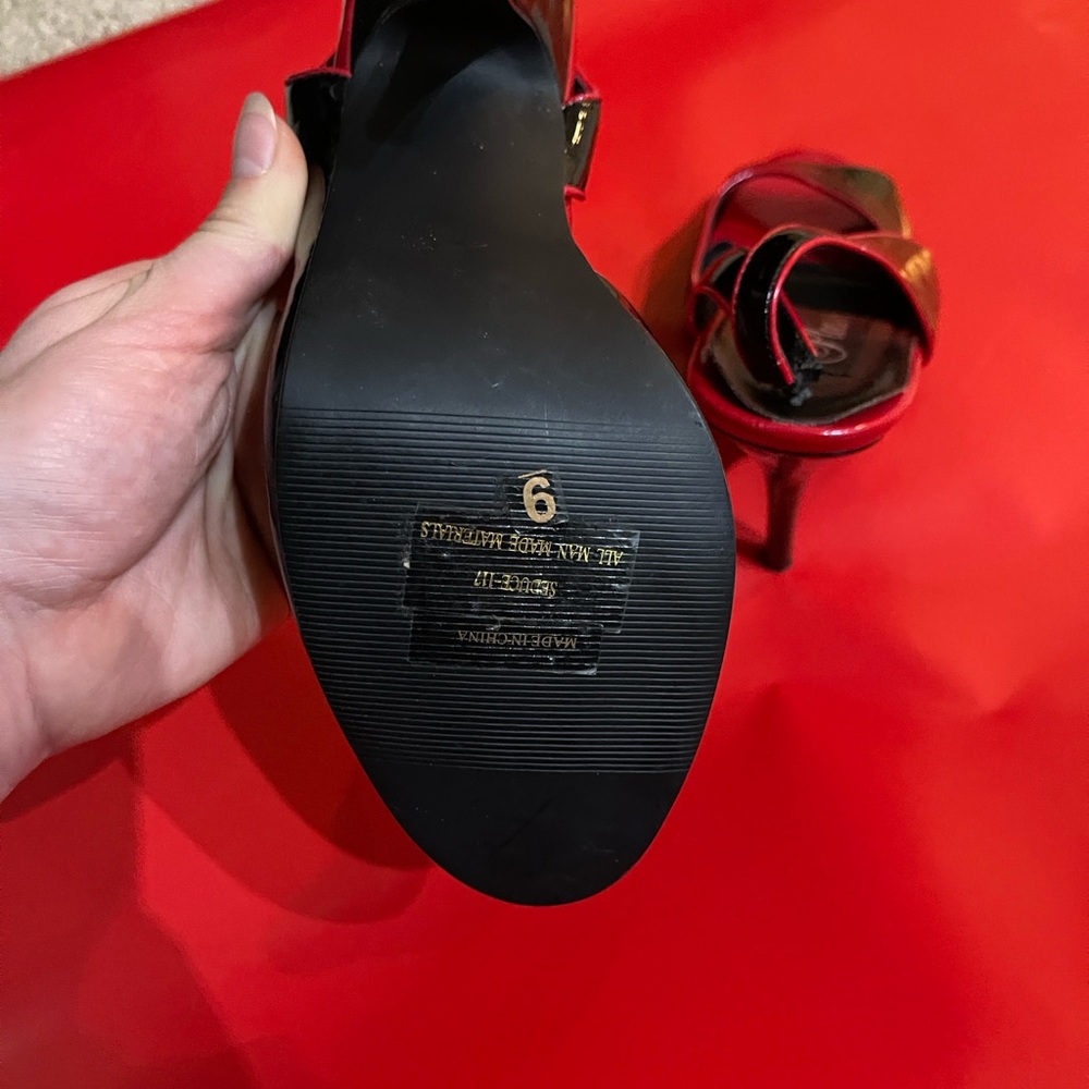 Pleaser Black and Red Open-Toe Heels - Picture 5 of 5